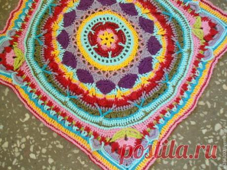 Купить Коврик Настроение - разноцветный, коврик, коврик для детской, коврик ручной работы, коврик вязаный