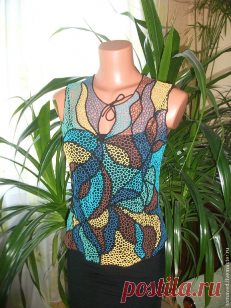 Топ "Витражи" – купить в интернет-магазине на Ярмарке Мастеров с доставкой Топ &quot;Витражи&quot; - купить или заказать в интернет-магазине на Ярмарке Мастеров | Топ выполнен крючком в технике ирландского&hellip;