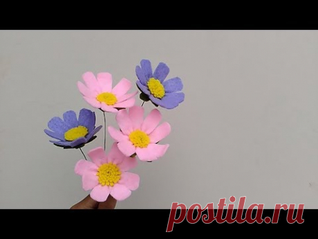 DIY Felt cosmos flowers | Cara membuat bunga flanel cosmos