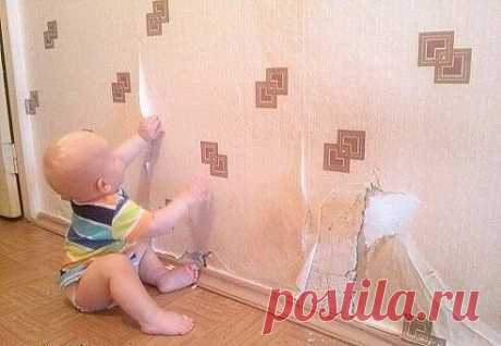 Бабушка еще не знает, что внук начал незапланированный ремонт