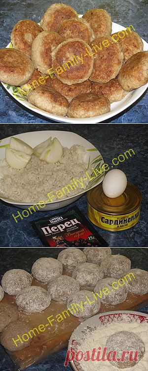 Кулинарные рецепты Котлеты из рыбных консервов - пошаговый фоторецепт - быстрый ужин