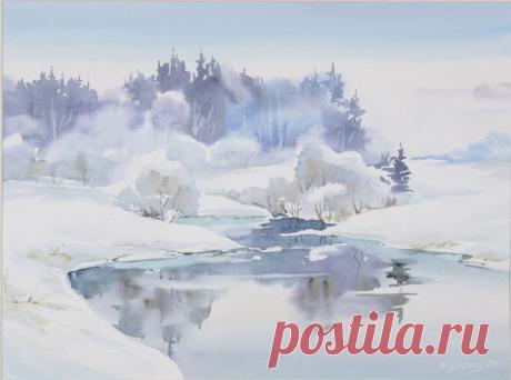 зимний пейзаж акварель: 11 тыс изображений найдено в Яндекс.Картинках