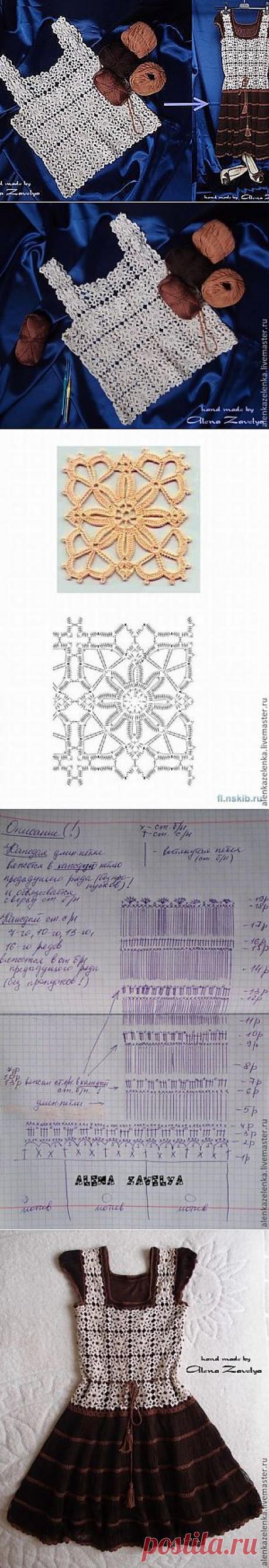 Из винтажного топа - в современное платье. Вязание крючком | Умелые ручки