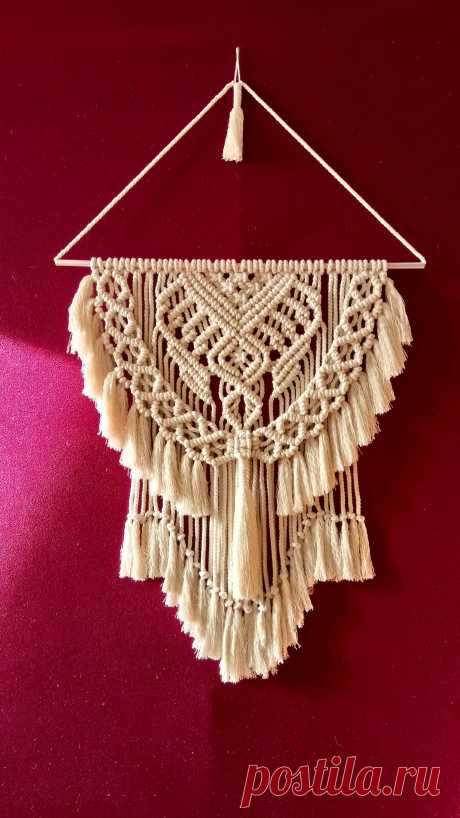 Macrame wall hanging Color: off-white. Material: unbleached cotton rope, aluminum tube Macrame is the perfect bohemian style decor piece to hang in your living space, above your bed, or in a nursery. Add some modern softness to your room with this gorgeous macrame wall hanging