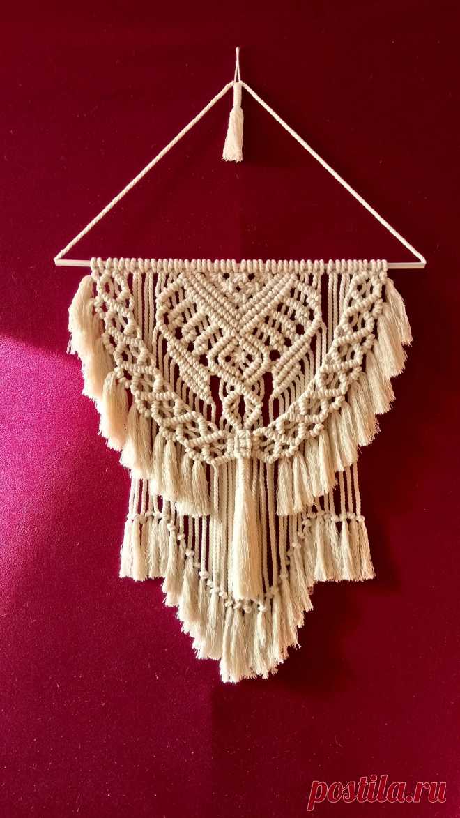 Macrame wall hanging Color: off-white. Material: unbleached cotton rope, aluminum tube Macrame is the perfect bohemian style decor piece to hang in your living space, above your bed, or in a nursery. Add some modern softness to your room with this gorgeous macrame wall hanging