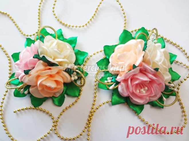 Свадебные бутоньерки канзаши. Мастер- класс с фото пошагово