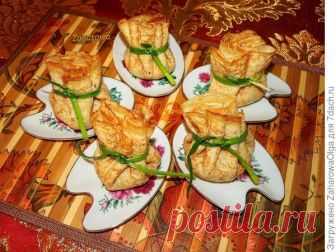 Блинные мешочки с грибами и сыром