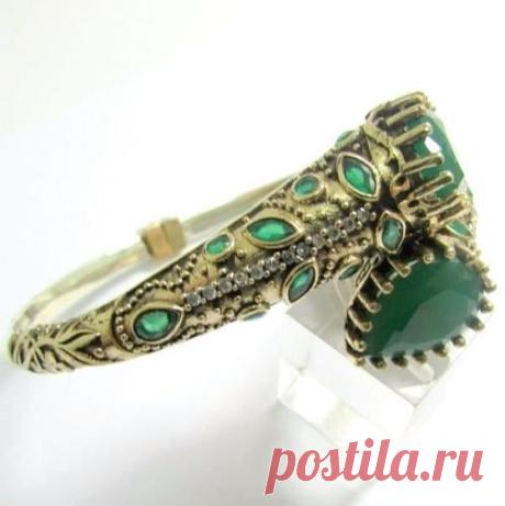 High Quality Artisan Production Jewelry 925 Silver Emerald Lady Bracelet Bangle | eBay