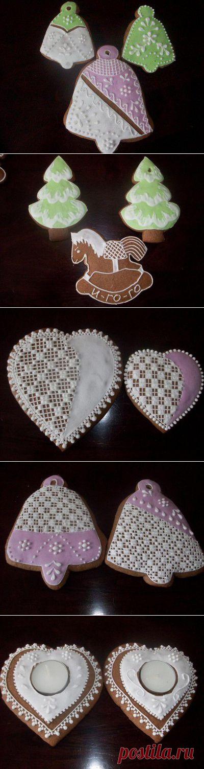 Кружева на рождественских пряниках. : Украшение блюд. Шаг-за-шагом