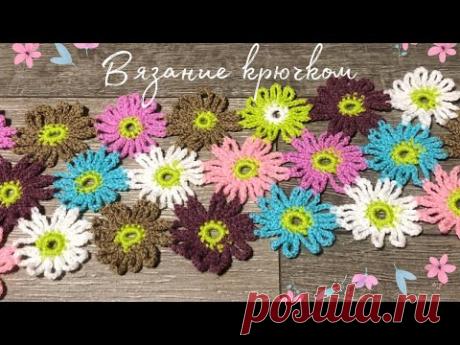 ❗️Легкий цветочный узор крючком💥Вязаный урок для тех кто учится☝️Учимся соединять мотивы#crochet t