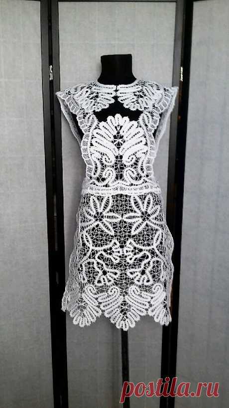 Комплект &quot;Школьница&quot;(фартук,воротничок) сплетён на коклюшках