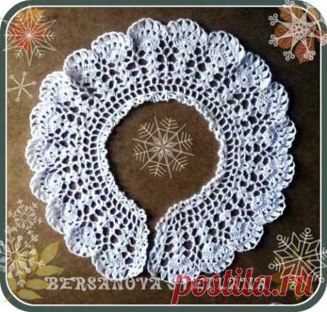 Вяжем кружевной воротничок крючком.Crocheted collar | Вязание крючком и спицами