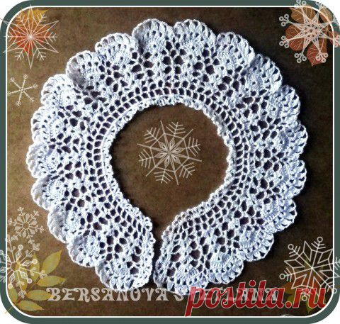 Вяжем кружевной воротничок крючком.Crocheted collar | Вязание крючком и спицами