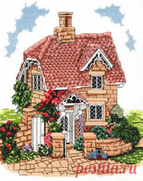 Railway Cottage. Anchor. Скачать схему вышивки крестиком — Дом крестика