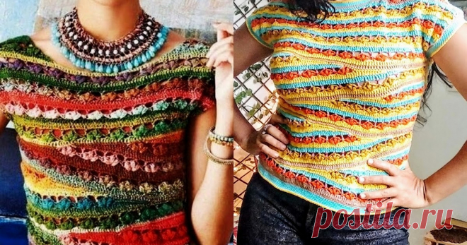 Letícia Crochets: Japanse blouse met gehaakte mouwen