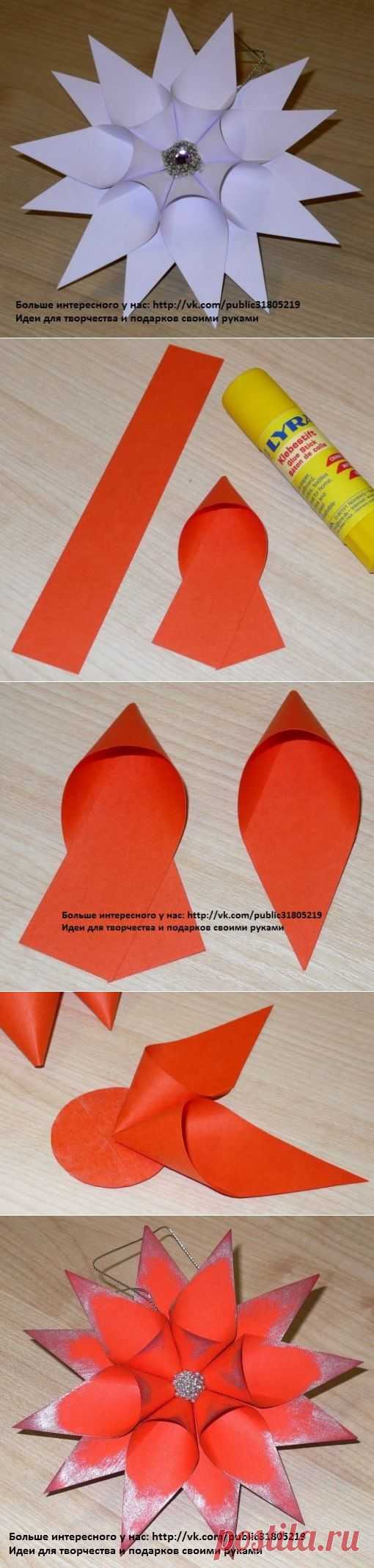 Красивая снежинка из бумаги на Новый год