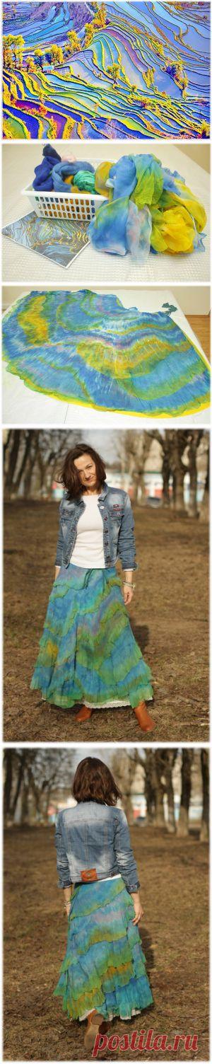 Валяем юбку с запахом "В утреннем тумане" - Ярмарка Мастеров - ручная работа, handmade