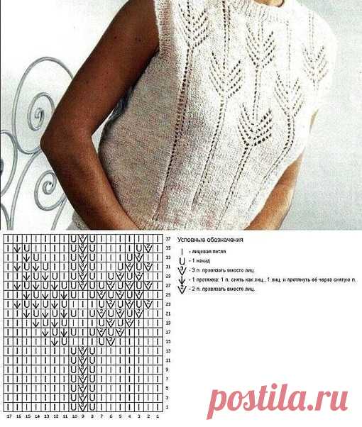 Ажурный узор для кофточки спицами