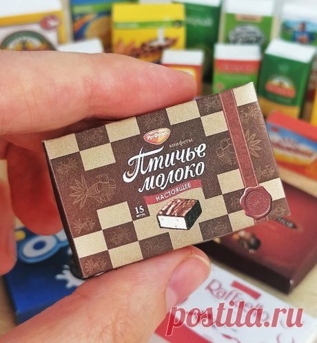 Птичье молоко, мини коробка конфет для кукол, шаблон