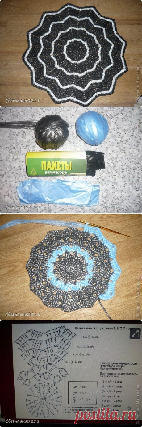 Коврик из полиэтиленовых пакетов.