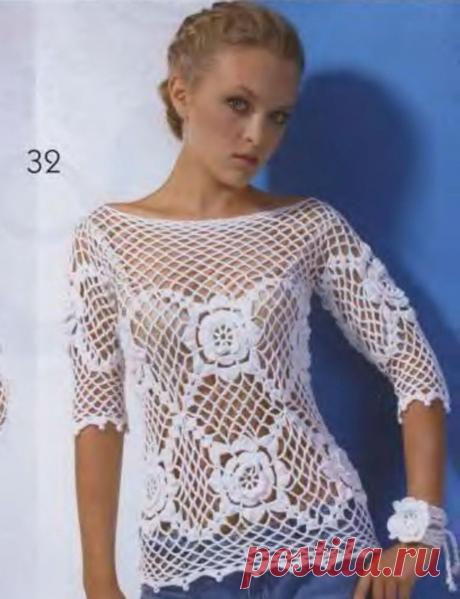 Джемпер крючком | Вязание крючком и спицами