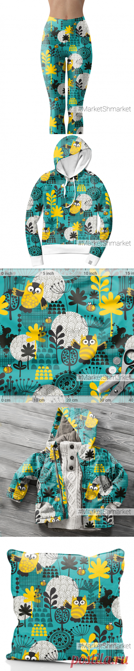 Ткань Совы-пчелы - закажи на #MarketShmarket.com любая ткань с любым принтом