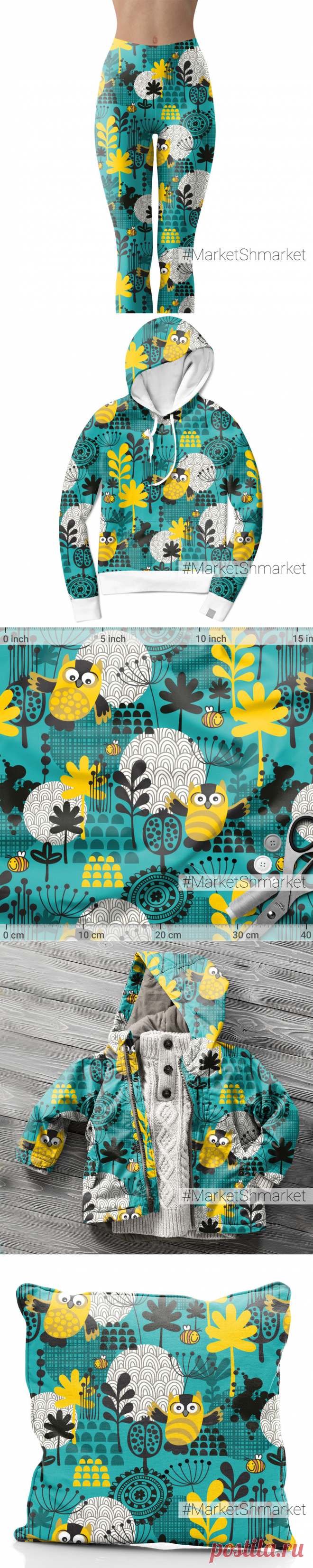 Ткань Совы-пчелы - закажи на #MarketShmarket.com любая ткань с любым принтом
