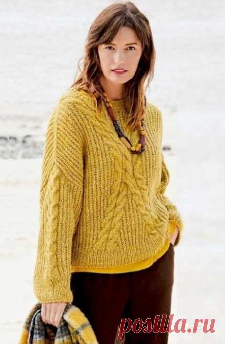 ​Пуловер оверсайз с косами