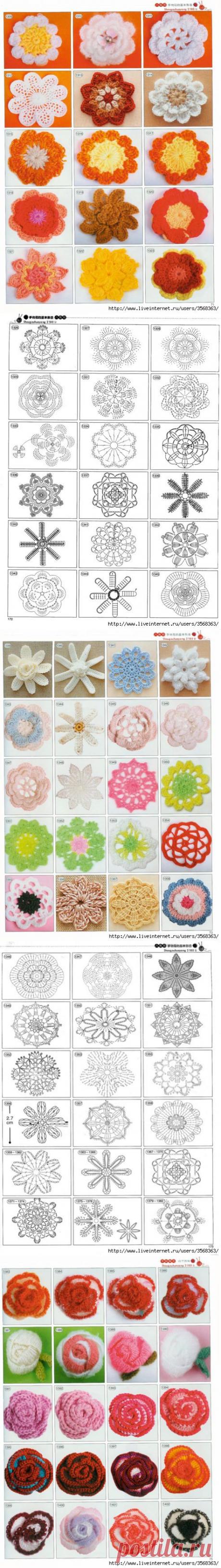 Схемы цветов крючком