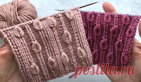 Резинка спицами с витыми мини листочками - Knitting.Klubok.ru.com