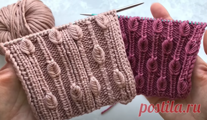 Резинка спицами с витыми мини листочками - Knitting.Klubok.ru.com