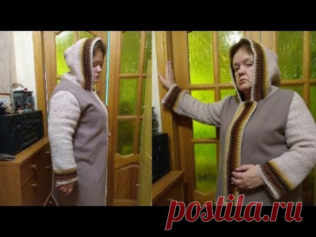 Если пальто маловато Комбинируем вязание с тканью