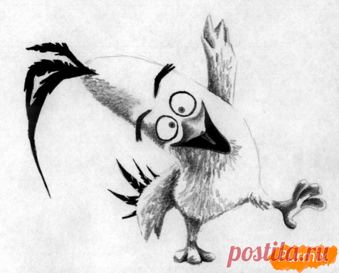 Как нарисвоать Чака из Angry Birds в кино поэтапно
