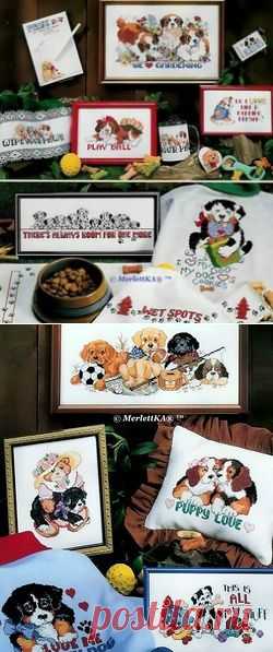 Вышивка крестом - Puppy Love = 14 схем