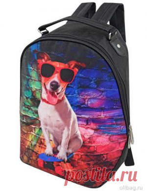 Рюкзак женский 2083-002 принт собачка в очках в интернет-магазине Ollbag.ru