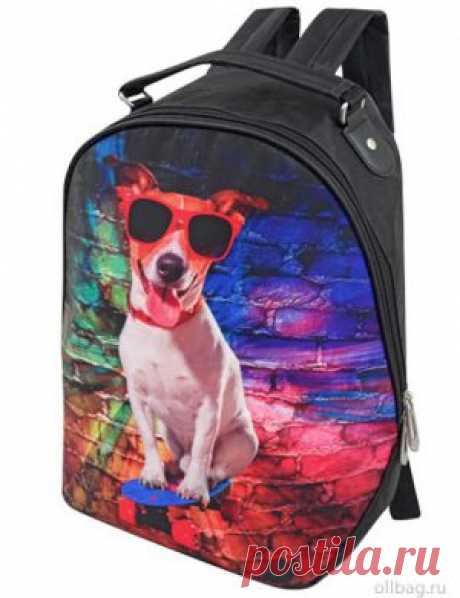 Рюкзак женский 2083-002 принт собачка в очках в интернет-магазине Ollbag.ru