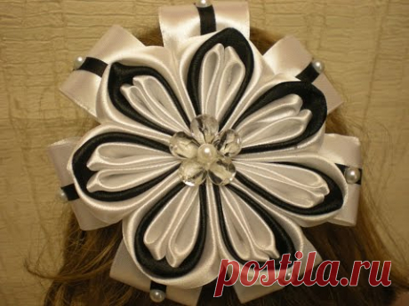 Красивый Бант в ШКОЛУ Своими Руками. КАНЗАШИ /DIY /KANZASHI / Make Hair Bow /Tutorial / Flower./