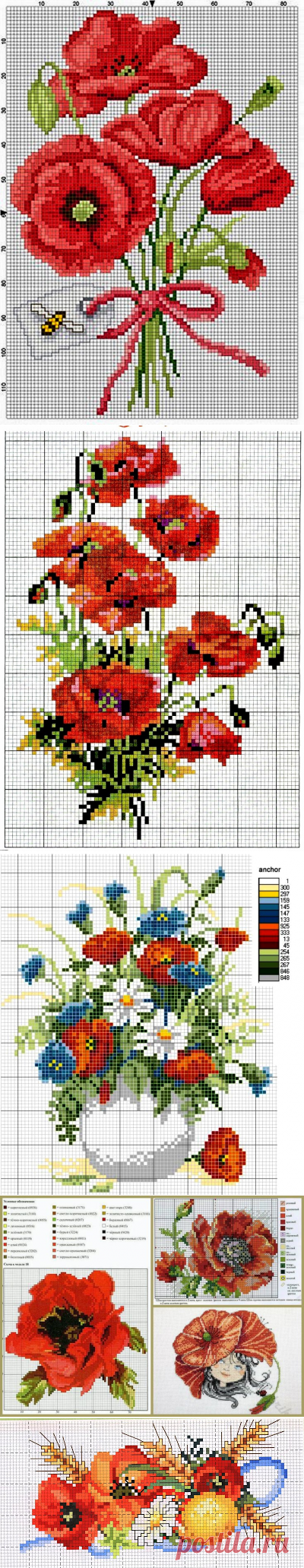 маки - подборка схем. крест и бисер