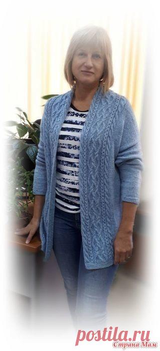 Кардиган-палантин, модель Vogue, Open-Front, связан по видео Ольги Кондратьевой Пряжа: твид 750 м/100ги полушерсть 800м/100г. Спицы 3.25. Вес изделия 400г.