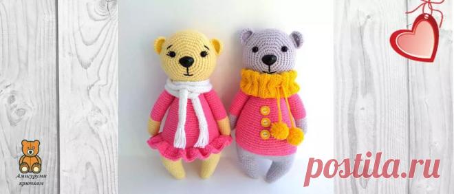 Вязаный мишка в модном снуде | Амигуруми крючком - Блог