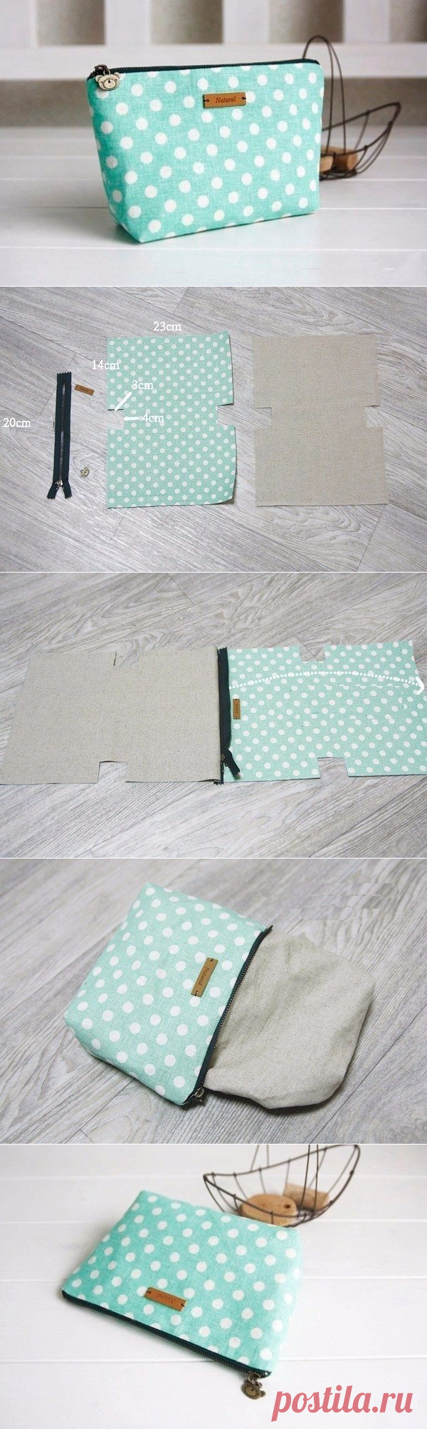 Сумочка-косметичка из льна 