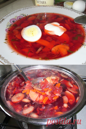 Свекольный суп с шампиньонами