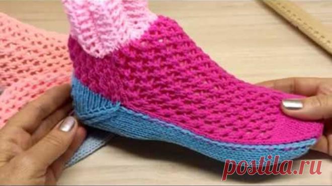 Носки на 2 спицах. Вяжем вместе.