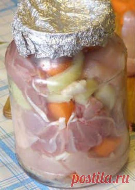 Курица в банке в собственном соку_в духовке