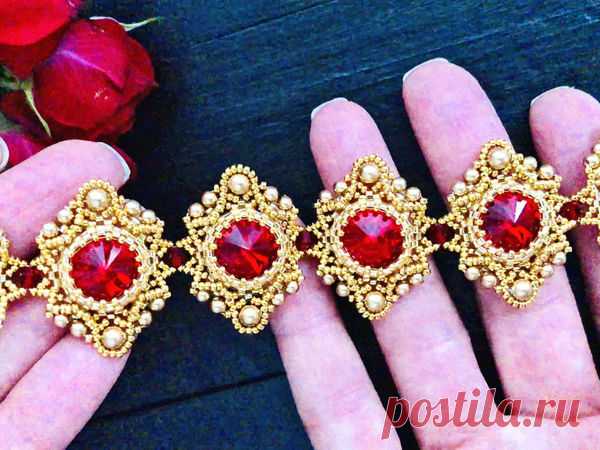 Мастер-класс : Создаем браслет из бисера и кристаллов Swarovski «Гузель»