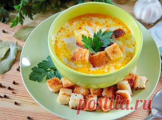 Самые вкусные рецепты: Суп с курицей, рисом и плавленым сыром