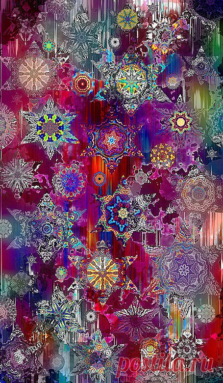 Textile Artist Fabric Large Panel Star Plum Red от jacquedesigns