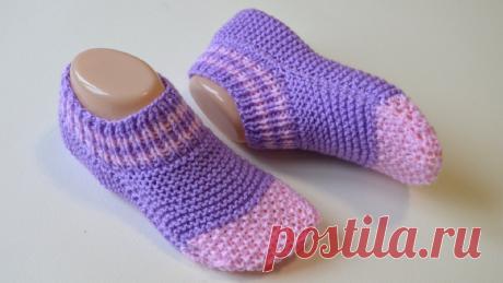Короткие носки на двух спицах / одним полотном / без шва на подошве | Модное Хобби | Яндекс Дзен