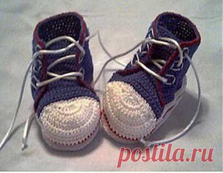Пинетки “Кеды” | Вязание крючком, схемы вязания, бесплатное вязание крючком