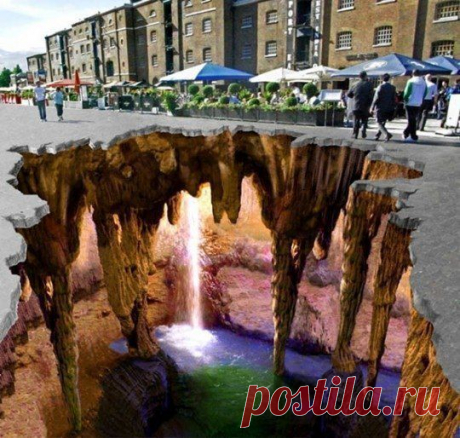 3D рисунок на асфальте.